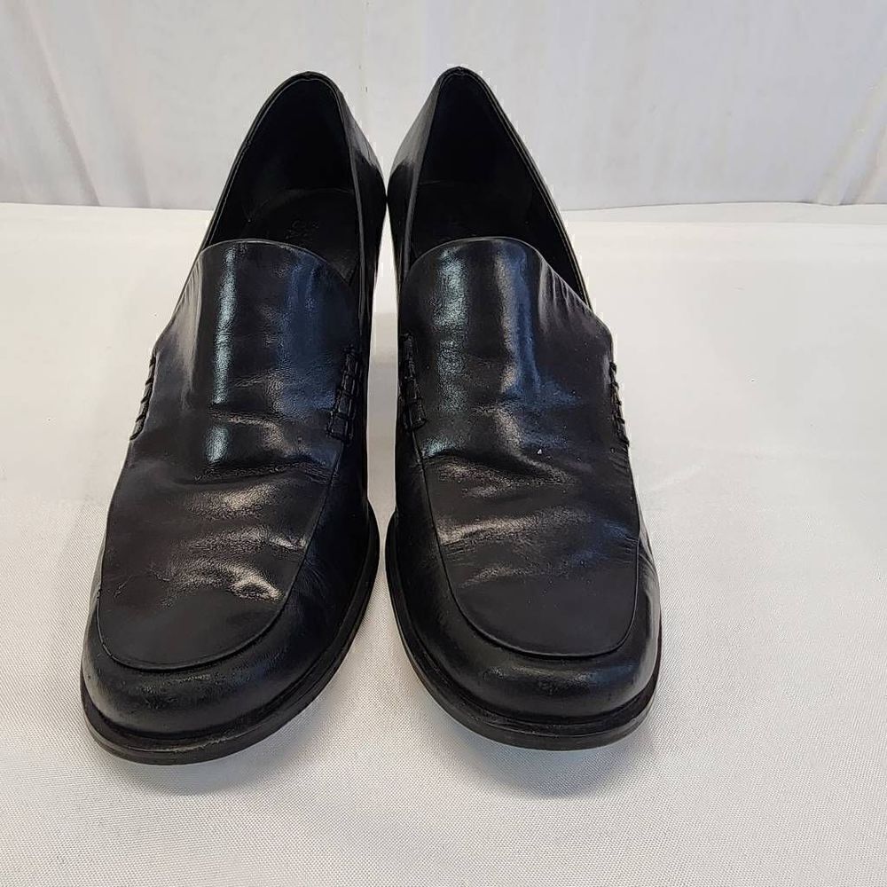 Franco Sarto Womens Nolan Tailored Loafers Black Heels Size 9.5
